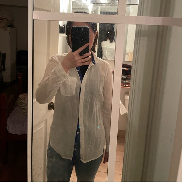 Calvin Klein White Button-Up Blouse - Picture 3 of 4